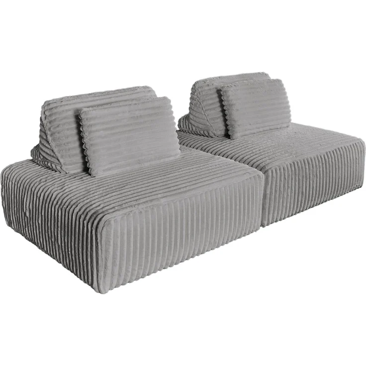 KAWOLA Modulsofa WIOLO SOFT 2 Module 2 Rückenkissen Weicher Breitcord grau 84 x 111 x 222 cm – Bild 3