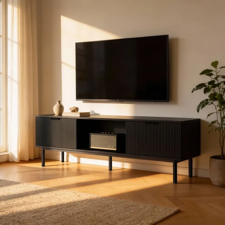 HOME DELUXE TV-Schrank NYLA Schwarz - 160 x 43 cm