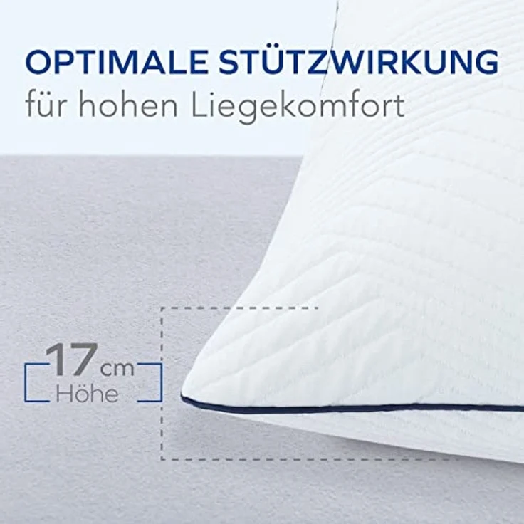MLILY Kopfkissen 40x80cm, Rückenschläfer, Seitenschläfer, Bauchlage, Bezug aus 100% recyceltem Seaqual-Garn – Bild 2