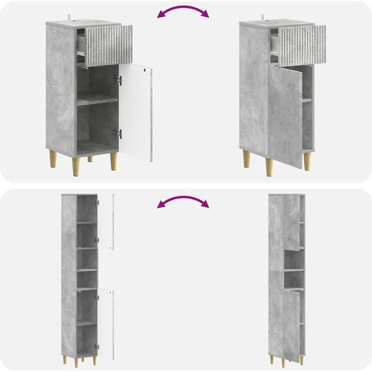 vidaXL 3-teiliges Badezimmer-Schranksystem ARNHEM Betongrau 3417849 – Bild 8