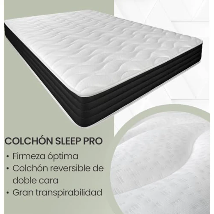 Homey - Viskoelastische Matratze Sleep Pro, wendbar (Winter-Sommer-Gesicht), Festigkeit, mittlere Härte, Dicke 20 cm, milbendicht, antibakteriell und hypoallergen, 90x200 cm – Bild 4