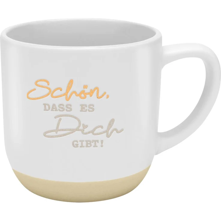 GRUSS & CO Tasse mit Garvur "Schön,dass es dich gibt" | Steinzeug, 40 cl, mehrfarbig | Geschenk Freunde, Geburtstag | 48987