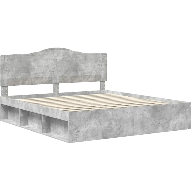 vidaXL Bettrahmen mit Kopfteil Beton 180 x 200 cm Massives Kiefernholz 3413275 – Bild 3