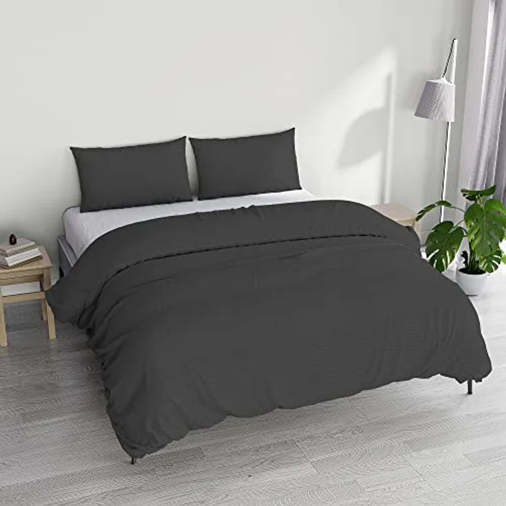 Italian Bed Linen Satin Stripes Bettbezug, Doppelte, Schwarz – Bild 3