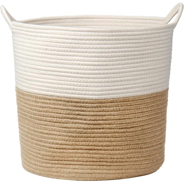 Baumwolle Seil Wäschekorb Aufbewahrungskorb Baby Spielzeug Braun 38x38cm – Bild 1