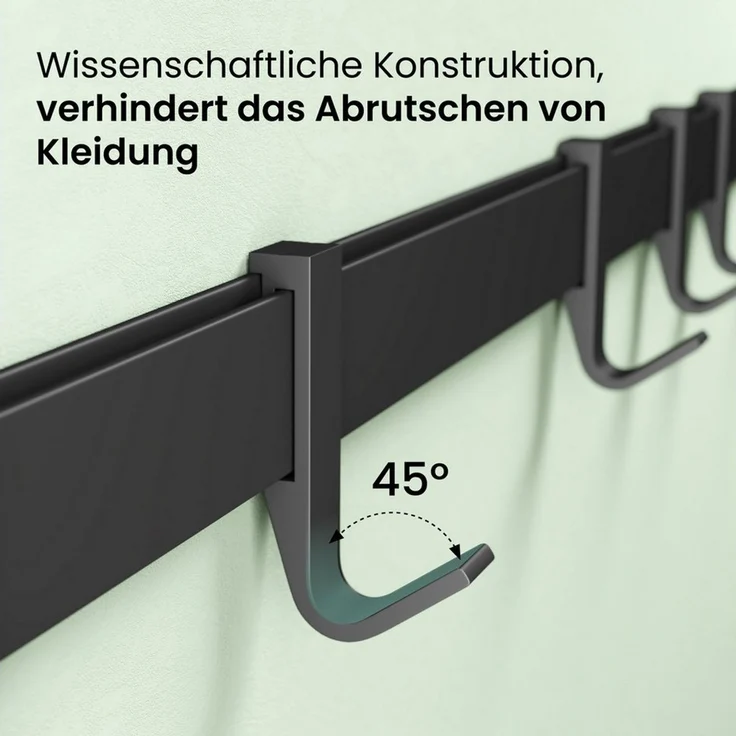 Mai & Mai Wandgarderobe Kleiderhaken Garderobenleiste aus Aluminium mit 4/6/8 Haken Stalo-12, Flexibel entlang der Schiene verschieben, individuell positionieren. – Bild 3