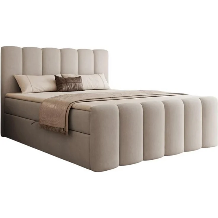 Compleo Boxbett BUBBLE, Wolkenbett, Bequem, Bonell, Topper, Doppelbett gepolstertes Kopfteil mit Bettkasten – Bild 4
