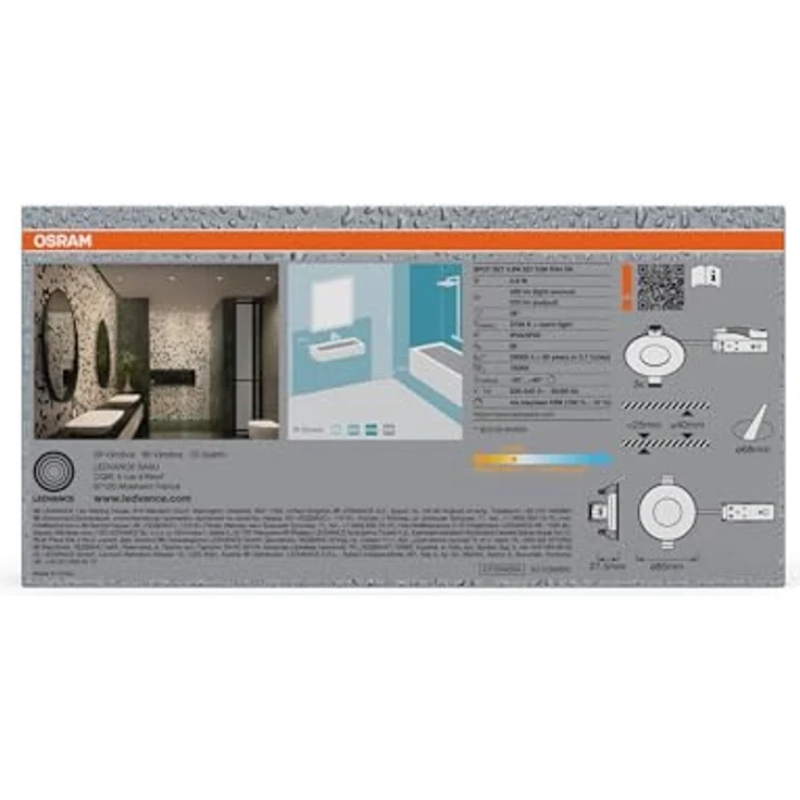 Osram Spot Set LED Einbaustrahler DIM IP44 4,9W Satin-Nickel, 3er Set Badezimmer dimmbar schwenkbar, warmweiß 2700K – Bild 4
