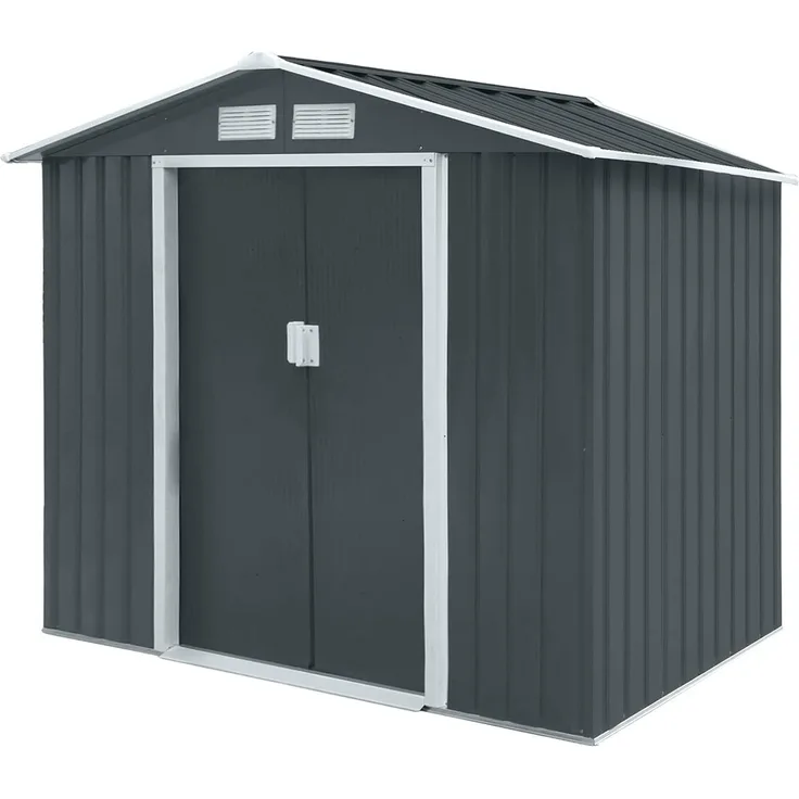 HATTORO S100 Metall Gerätehaus XL Geräteschuppen Garten Schuppen Gartenhaus Grau