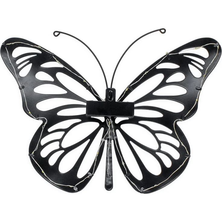 Spetebo LED Dekofigur Solar Wandbild Schmetterling schwarz mit 31 LED, Dämmerungssensor, LED fest integriert, warm weiß, solarbetrieben – Bild 5