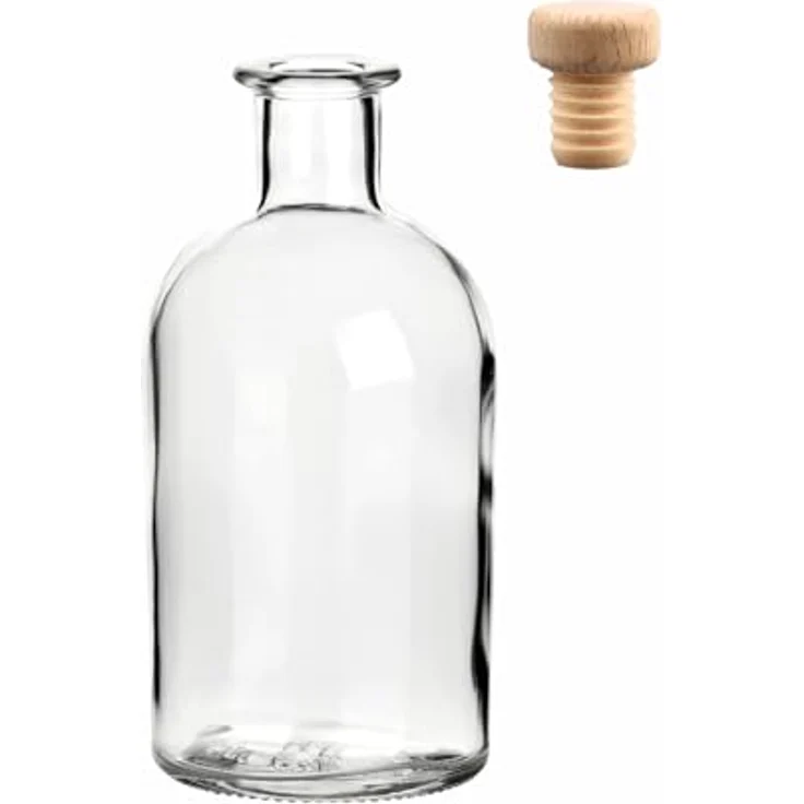 gouveo Trinkflasche Glasflaschen 250 ml Apotheker mit Korken - Leere Likörflasche 0,25 l, 24er Set, Transparent, HGK – Bild 5