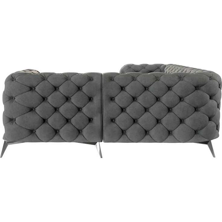 S-Style Möbel Ecksofa Chesterfield Kalina mit Silber Metall Füßen, mit Wellenfederung – Bild 2