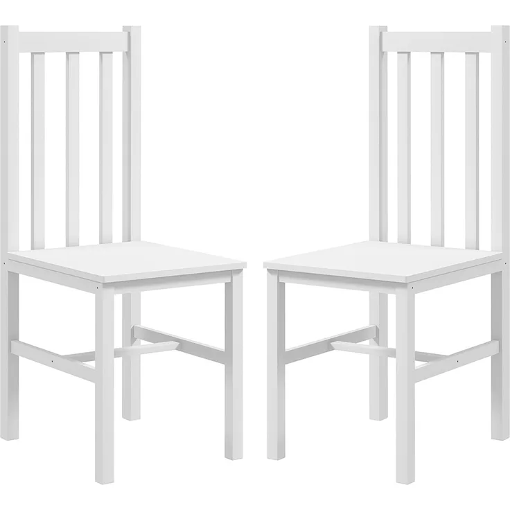 Wohnora-2er-Set Küchenstühle Esszimmerstühle Stühle, Massivholz, modernes Design, 38, 5 cm x 47,5 cm x 99 cm, Weiß,H 990cm x T 475cm x B 385cm