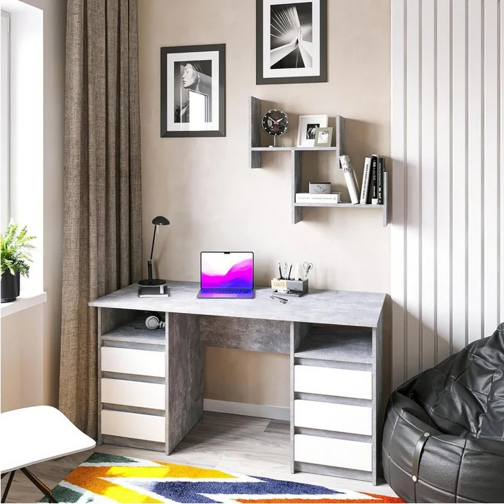 KOMTO Schreibtisch Oslo 140 Schreibtisch mit Schubladen Moderner Bürotisch, Computertisch Arbeitstisch PC-Tisch Kinderschreibtisch 140x60x74 cm – Bild 2