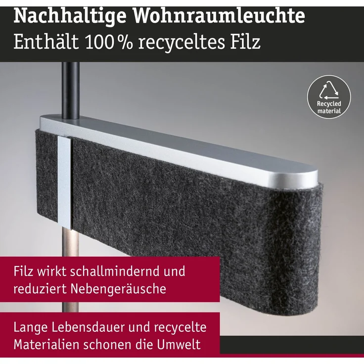 Paulmann 79988 LED Stehleuchte Jagun 3-Step-Dim 2700K 1250lm Filz anthrazit – Bild 3