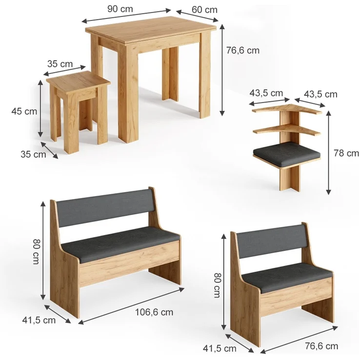 Eckbankgruppe Roman Goldkraft Eiche 150 x 120 cm mit Tisch Vicco – Bild 3