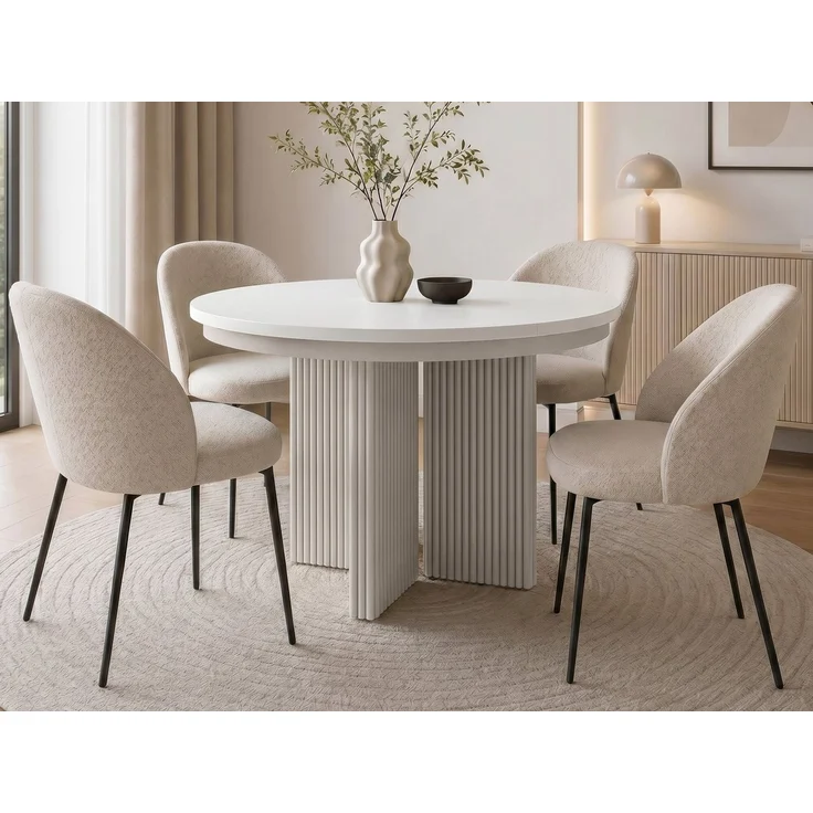 Beautysofa Esstisch PRESTIGE runder Design-Tisch ausziehbar Ø 100–180 cm oder Ø 120–200 cm (Metallbeinen, hitze- und verfärbung beständig), verschiedene Farben – Bild 2