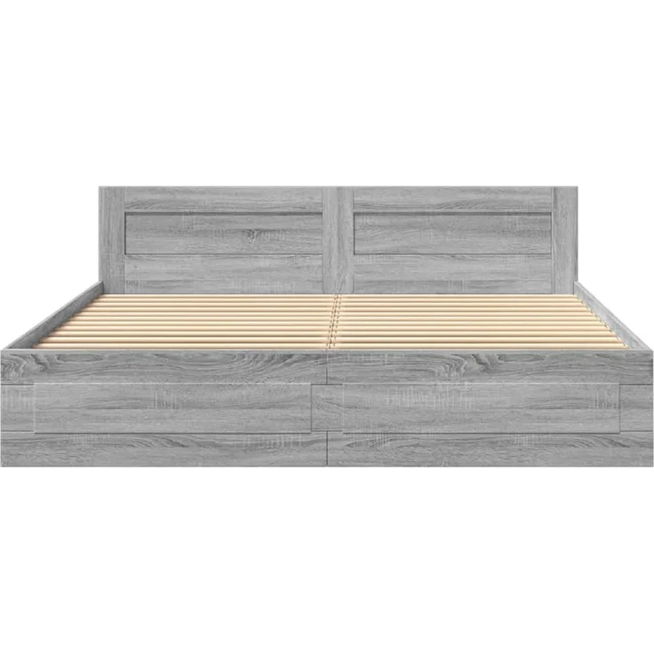 vidaXL Bettgestell mit Kopfteil Grau Sonoma 180x200 cm Holzwerkstoff 3295546 – Bild 5