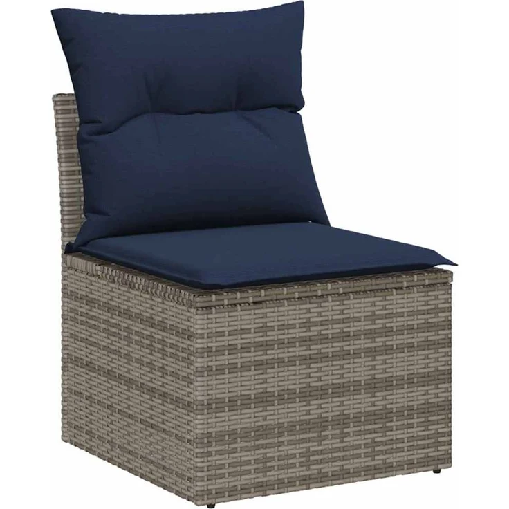 vidaXL Gartensofa-set mit Kissen 6 pcs Grau Poly-Rattan 3345505 – Bild 4