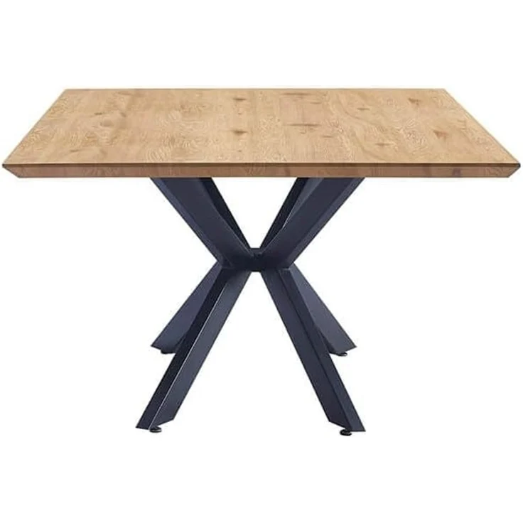HOME DELUXE Essgruppe Eckig AVENCIA inkl. Sternfuß - 200 x 120 cm Light Oak 4 Stühle Creme – Bild 8