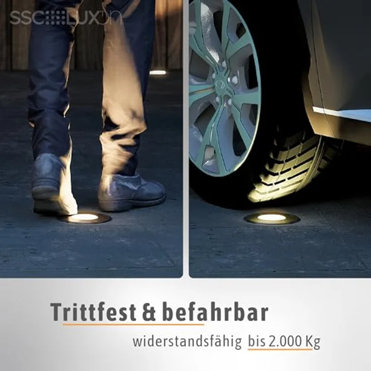 SSC-LUXon JUAVI Bodeneinbauleuchte schwarz, steuerbar per App & Sprache, befahrbar bis 2000 kg, Smart GU10 WLAN RGBW 4W dimmbar – Bild 3