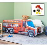 Alcube 'LKW Feuerwehr' Autobett 140x70 cm inkl. Lattenrost und Matratze, rot