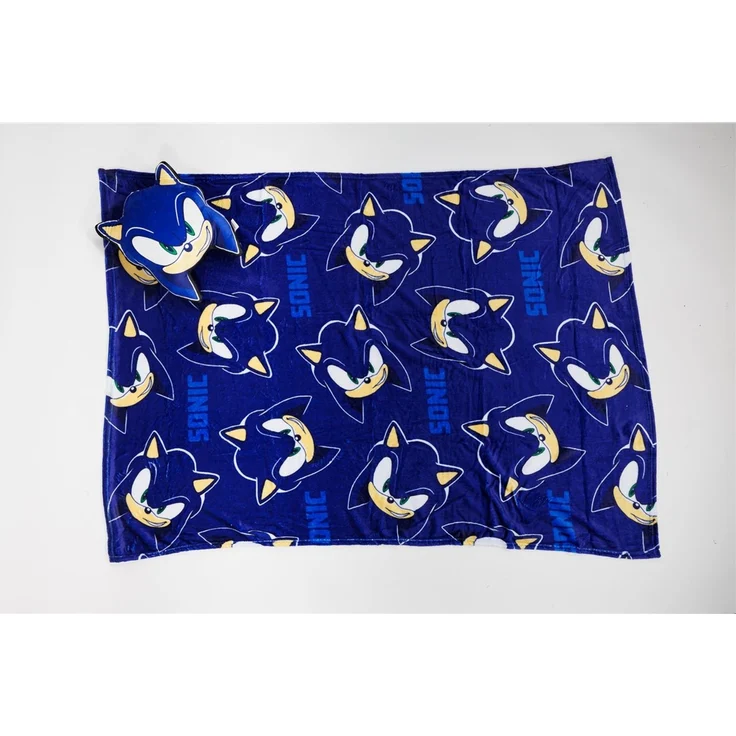 Sonic Kinder Kuschelset mit Kissen und Decke 100 × 140 cm für Schlafzimmer und Sofa – Bild 3