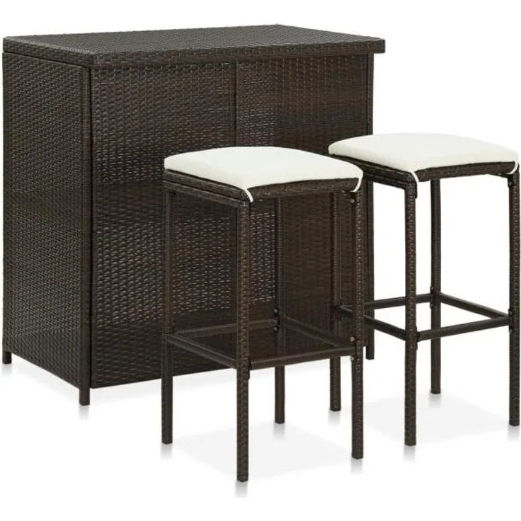 vidaXL 3-tlg. Bar Set Poly Rattan Braun 313470