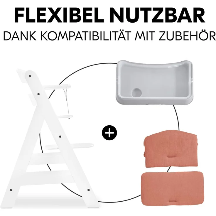 Hauck Sitzkissen Hochstuhlauflage Premium für Alpha Hochstuhl - 2-teilige Sitzauflage aus Baumwolle (Cork) – Bild 8
