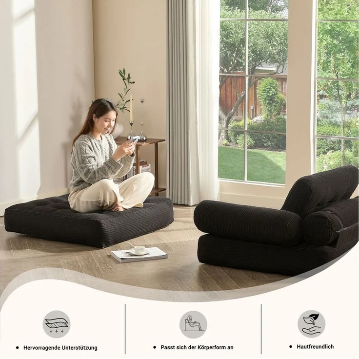 LITBIRD Schlafsofa faltbar, 4-in-1 Multifunktionssofa, Sitzsack-Sofa, Relaxsessel, 1 Teile, Spielsofa & Gästebett für kleine Räume – Bild 4
