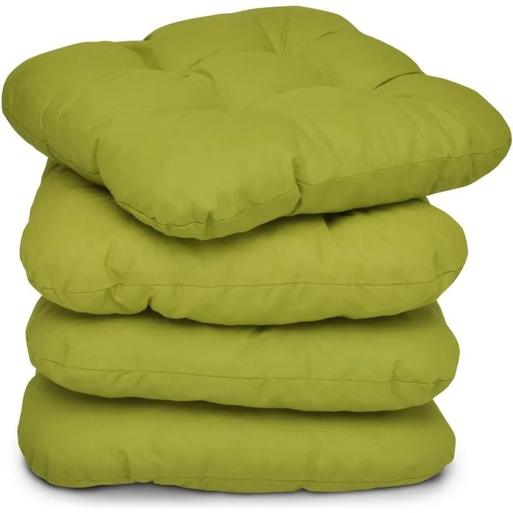 4er Set Beautissu Lisa Stuhlkissen 40 x 40 x 8 cm Apfelgrün