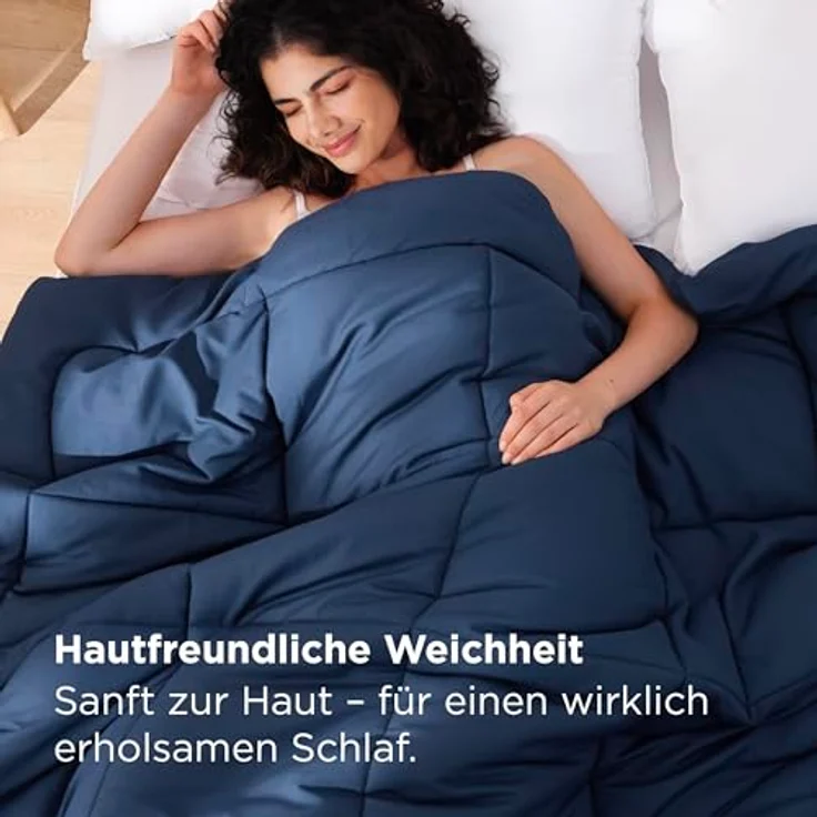 BEDSURE Bettdecke 200x200 Winterdecke 450gsm - Warm Winterdecke 200x200 cm für Winter, Waschbar Dicke Winterbettdecke, Marineblau – Bild 4