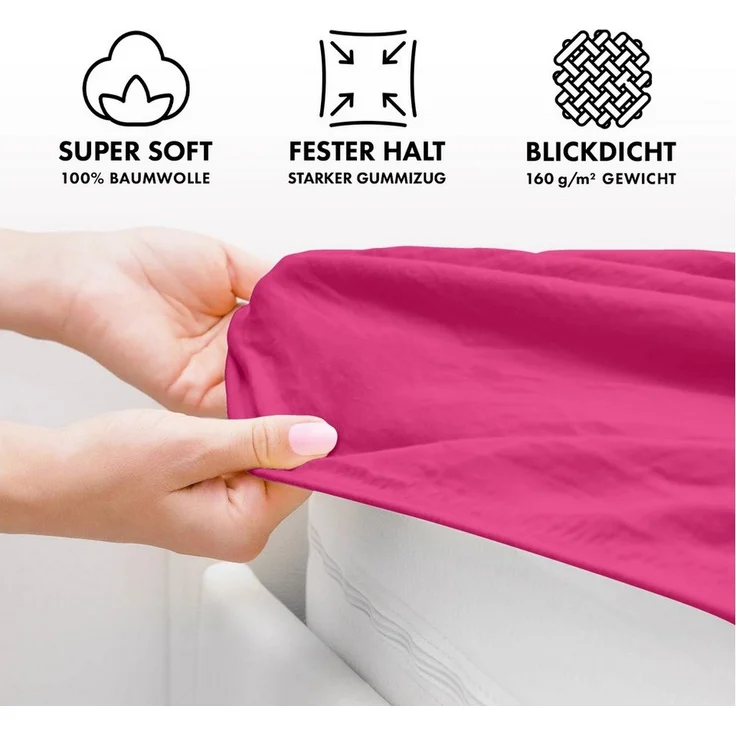 Jacobson Spannbettlaken BOXSPRING & ÜBERLÄNGE aus 100% Baumwolle, für hohe & lange Matratzen, Jersey Bettlaken 160 g/m², OEKO-TEX® – Bild 2