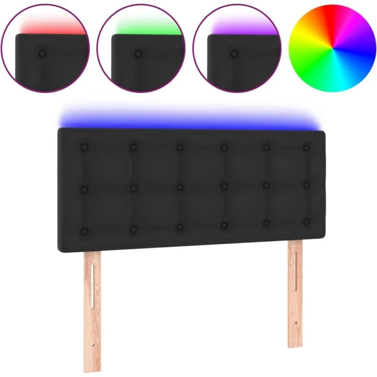 vidaXL LED Kopfteil Schwarz 100x5x78/88 cm Kunstleder 3121696 – Bild 4