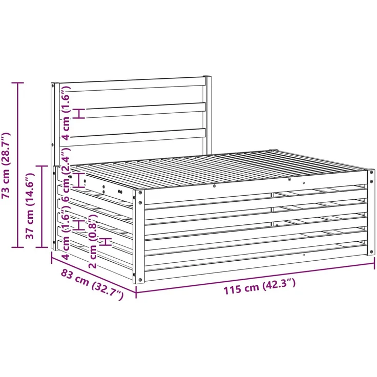 vidaXL Outdoor Endsofa Massivholz Akazie Weiß gewaschen 901576 – Bild 10