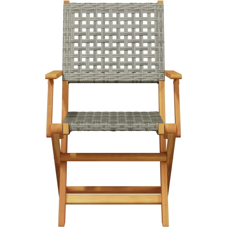 vidaXL Gartenstühle 2 Stk. Grau Massivholz Akazie und Poly Rattan 367664 – Bild 4