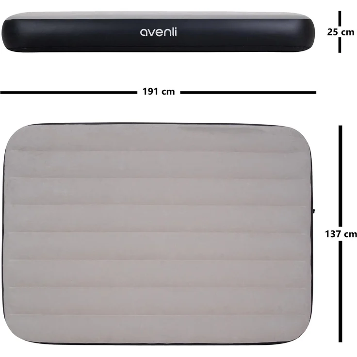 Avenli aufblasbares Luftbett / Campingmatratze grau 191x137x25 cm – Bild 3