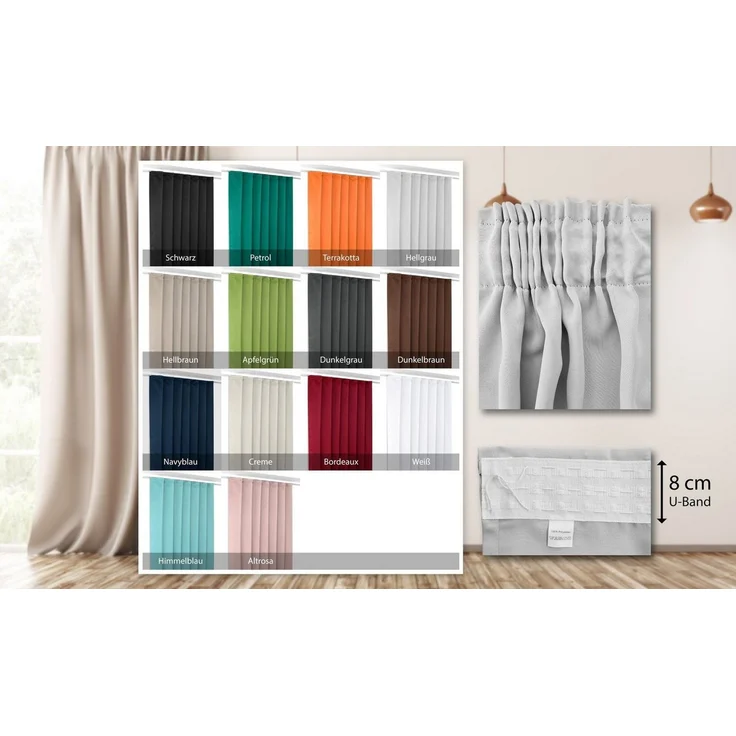 Beautex Verdunkelungsvorhang Verdunkelungsgardine Kräuselband Vorhang blickdicht abdunkelnd (1 St), Kräuselband, verdunkelnd – Bild 3