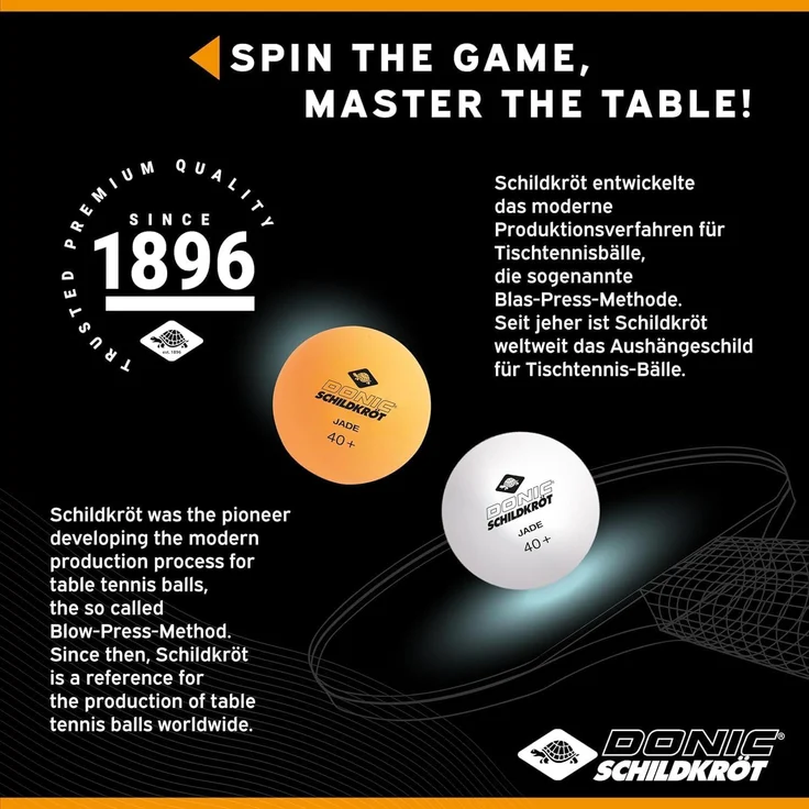 Tischtennisball Jade, Poly 40+ Qualität, 6 Stk. im Karton, 3x Weiß / 3x Orange – Bild 4