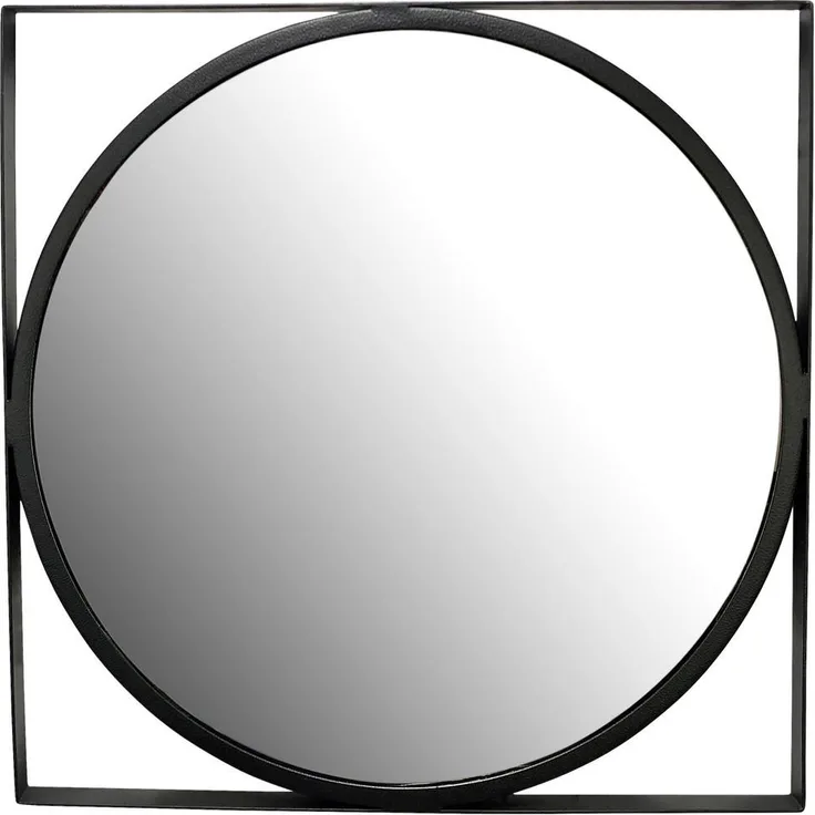 MID.YOU Wandspiegel, quadratisch, Schwarz, Glas, 54x54x2.5 cm