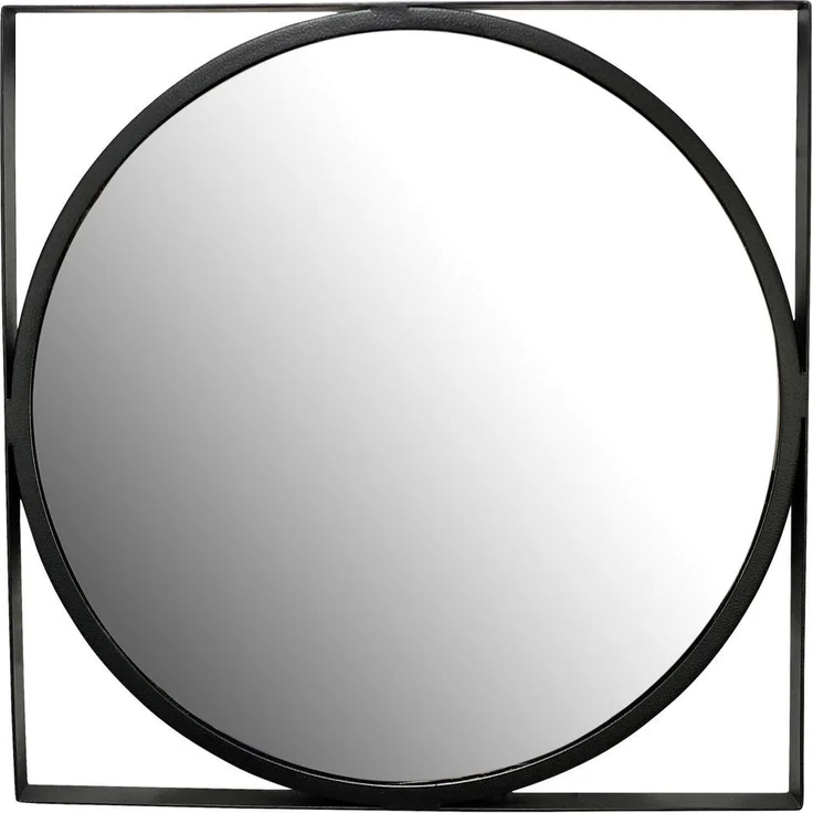 MID.YOU Wandspiegel, quadratisch, Schwarz, Glas, 54x54x2.5 cm