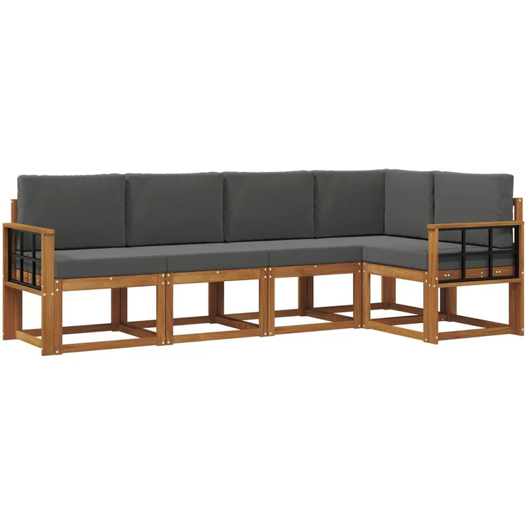 vidaXL Outdoor-Sofagarnitur 5 stk. 5-Sitzer Natur und Anthrazit 3366405 – Bild 2