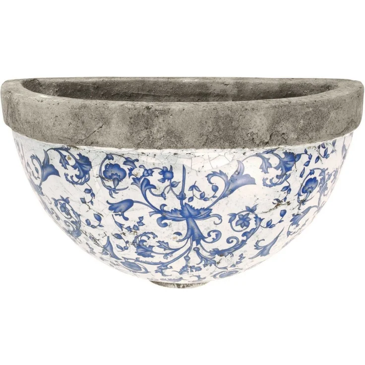 Aged Ceramic Wand Halbschale aus krakelierter Keramik in blau weiß – Bild 1