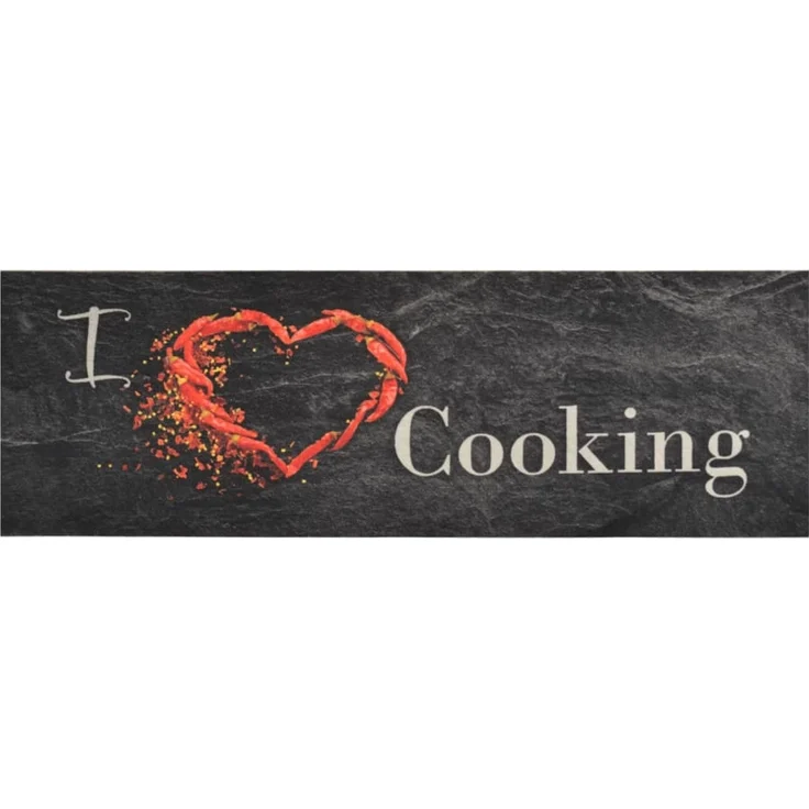 vidaXL Küchenteppich Waschbar Cooking Schwarz 60x180 cm Samt 136550 – Bild 1
