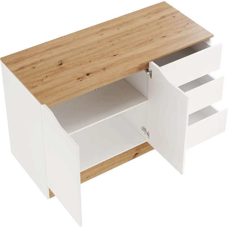 ZUBALIYA Schreibtisch mit feststellbaren Rollen – multifunktionales Design, 4 cm dickere, drehbare Tischplatte, fest arretierbar, weiß/Eiche, Faltbarer Schreibtisch, Eckschreibtisch, Sideboard,Dicke Materialie – Modell N880P4642134O – Bild 15