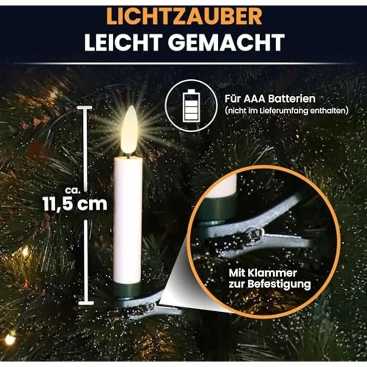 Gartenpirat LED-Christbaumkerzen 25 kabellose LED-Kerzen warmweiß Fernbedienung Weihnachtsbaumkerzen, Energieeffizient – Bild 3