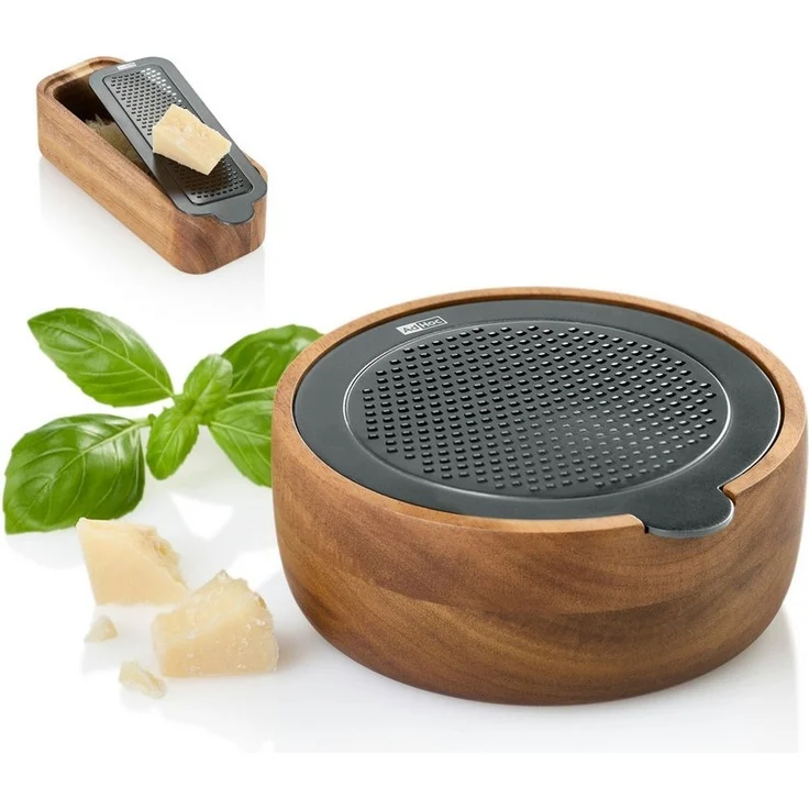 AdHoc Käsereibe Tisch Feinreibe CutnServe, Akazienholz, Edelstahl, (1-St), für Hartkäse, Gewürze, Nüsse, Schokolade und vieles mehr – Bild 2