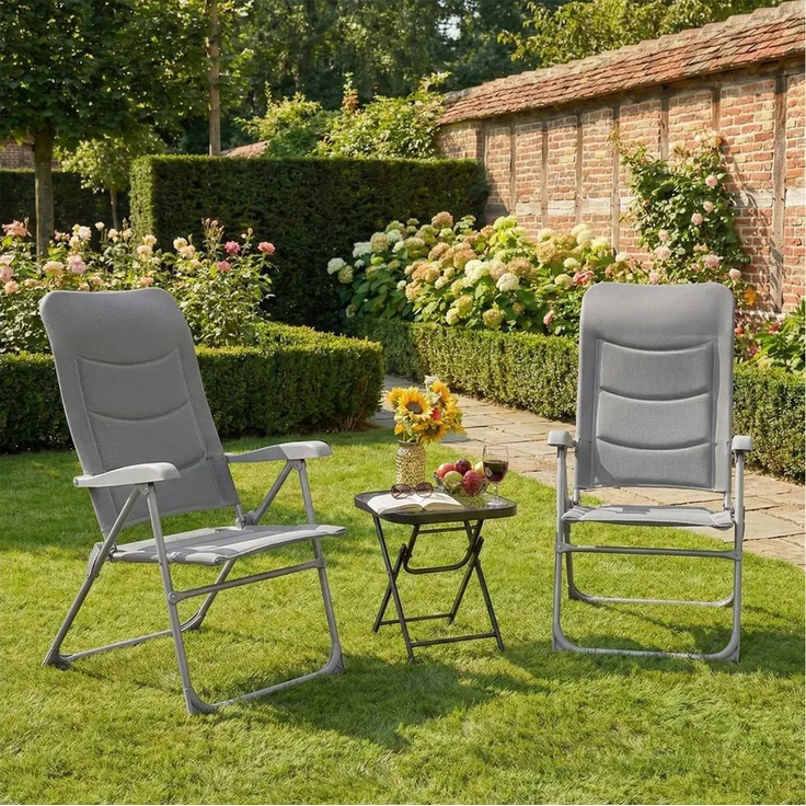 TLGREEN Klappstuhl mit Polsterung,6-fach verstellbarer Campingstuhl, (2 St), Stabiler Aluminiumrahmen & 2 cm dicke Polsterung,bis 150 kg