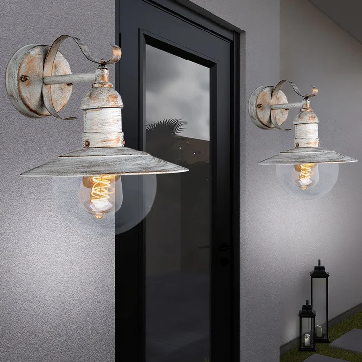 Wandleuchte, IP44, Landhausstil, weiß, gold, H 25,6cm – Bild 5