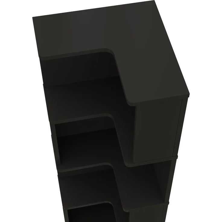 Flieks Eckregal mit LED 63.5×45×175 cm, Eckbücherregal 5 Ebenen, Bücherregal Ecke mit App-Steuerung, Standregal modern, Schwarz – Bild 8